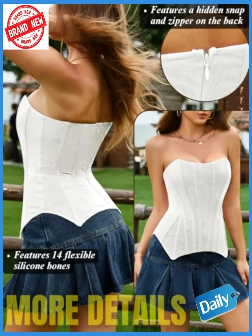Sexy Tube Corset Top Strapless Sheer Mesh Bustier Boned Shapewear Fit 0-26